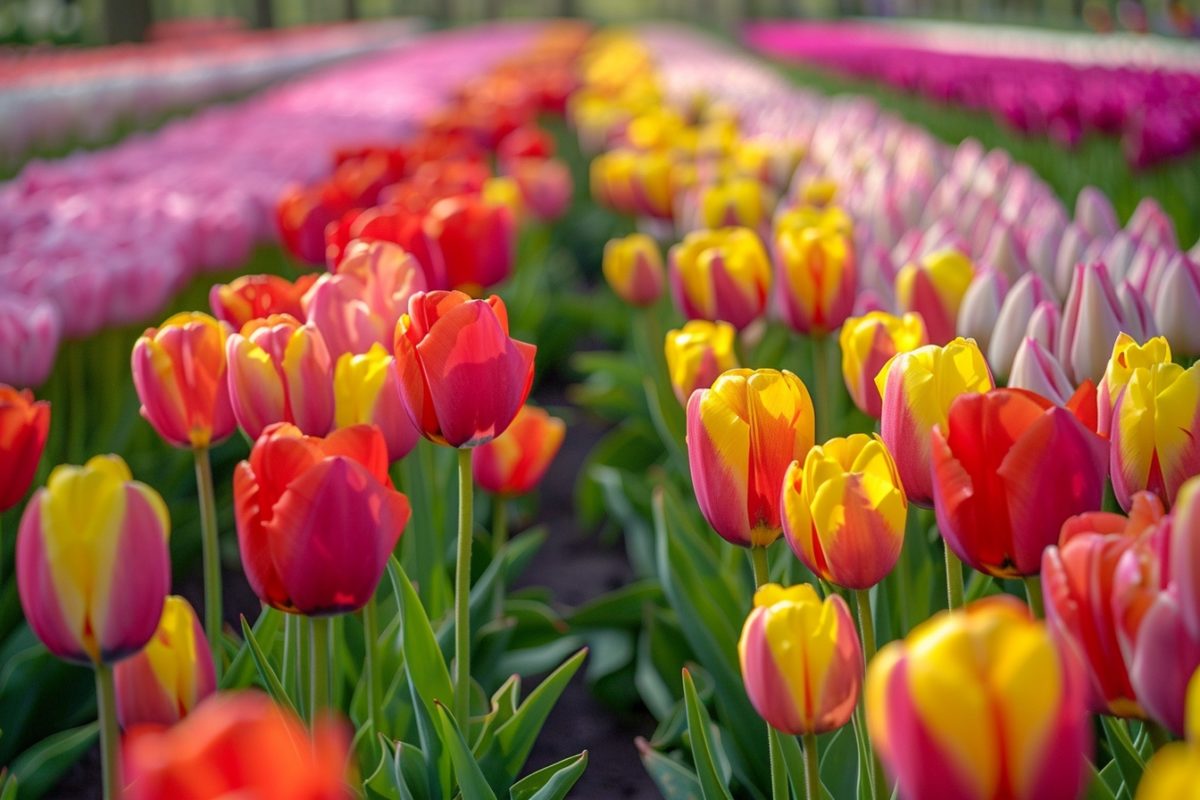 Découvrez le jardin botanique de Keukenhof : un paradis terrestre aux 800 variétés de tulipes, niché au cœur des Pays-Bas
